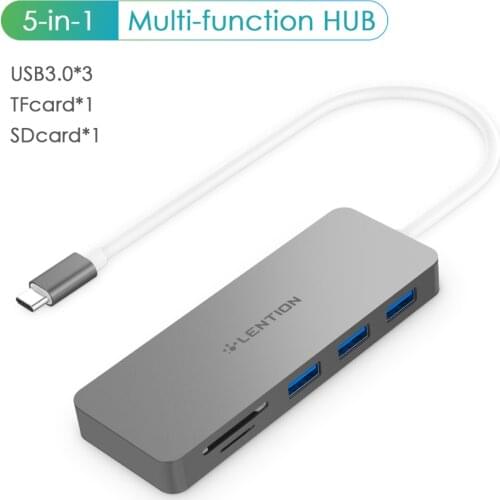 USB-C Hub with USB 3.0 Ports and SD/TF Card Reader Compatible New MacBook Air, 2019-2016 MacBook Pro, Multi-Port Type C Adapter