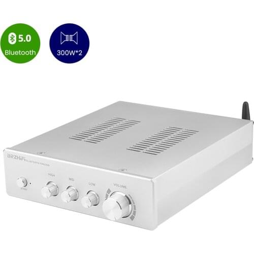BRZHIFI TPA3255 Sound Amplifier 300W*2 Bluetooth 5.0 High Power HIFI Stereo Amplifiers Class D Audio Digital Tone Control Amp