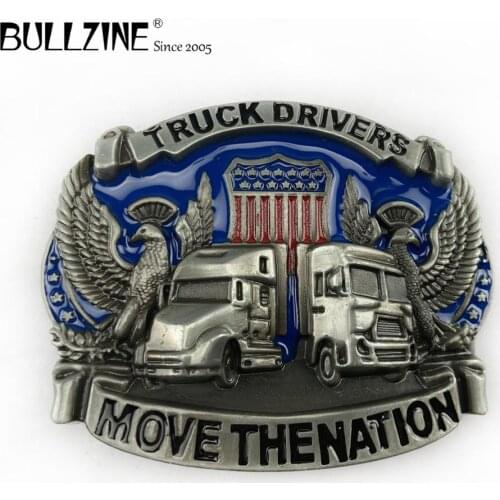 The Bullzine Truck belt buckle with pewter finish FP-02169 suitable for 4cm width snap on belt