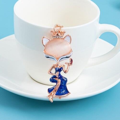 XDPQQ New creative Chinese wind drop oil cheongsam small fox key foddle pendant bag decoration beautiful small gift wholesale