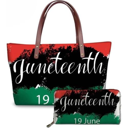 NOISYDESIGNS Juneteenth African African American Independence Day Printing Handbags&Wallets Women Hand Bags Ladies Shoulder Bag