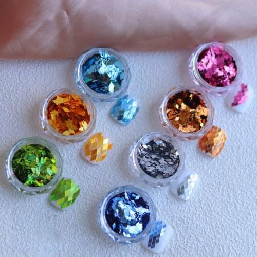 1Pc Holo Rhombus Nail Glitter Squins Paillette Mermaid Unicorn Diamond Nail Glitter Flakess 3D Sparkling Colorful Manicure Tips