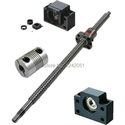 1pcs antibacklash ball screw 1605 -L400mm-C7+BK/BF12 + 2pcs 6.35*10mm couplers