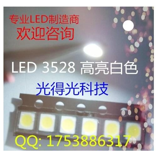 100pcs/3528 Light Beads SMD LED Lamp beads Luminous tube 1210 White/Yellow/Green/Purple/Pink light