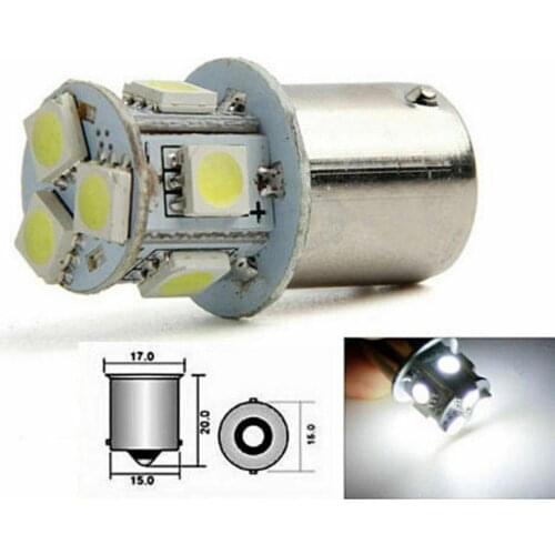 2pcs BA15S R5W 1156 5050 8SMD LED White Car Turn Parking Lights Auto DC Signal Brake Reverse Bulbs Rear 12V Lamps Tail