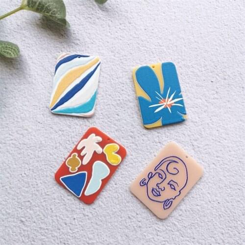 2PCS Flowers Painting Impressionism Jewelry Accessories Earrings Connectors DIY Pendant Jewelry Findings Components Charms