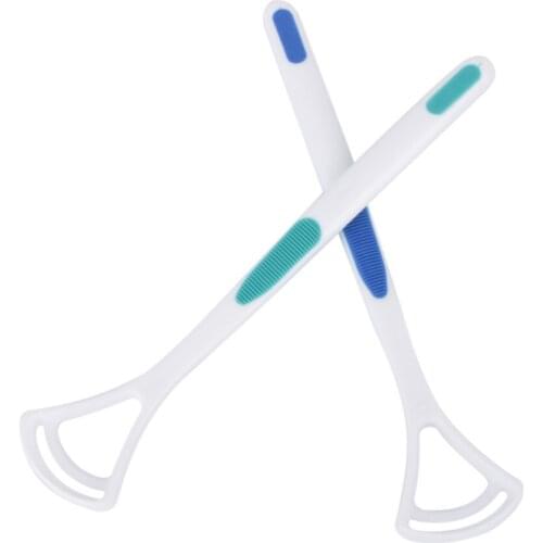 2Pcs Tongue Brush Care Brush Away Cleaner Bad Breath Tongue Scraper Hand Oral Clean Keep Fresh Breath Tongue Brush