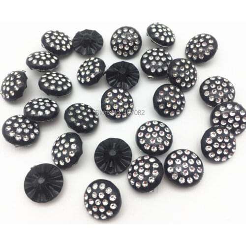 200pcs 13mm Black Silver Drill Rhinestone Acrylic Buttons Round Baby Fancy Button Coat Boots Sewing Clothes Accessory