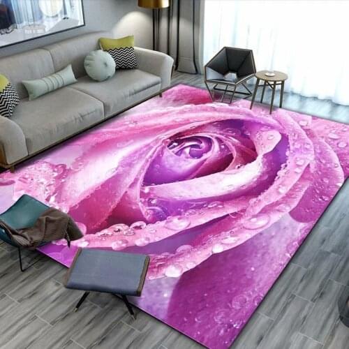 3D Printing Rose Flower Pattern Rug Multicolor Pink Red Wedding Decor Carpets For Living Room Area Rugs Antislip Girls Mat Room