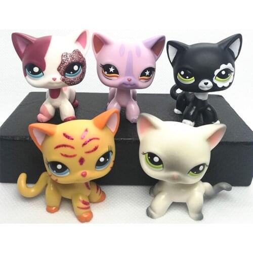 5pcs standing pet shop LPS toys short hair cat collie dachshund spaniel great dane toy for child gift free shipping