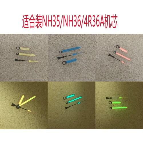Watch Hands Modified Hands with Green Luminous Orange/Yellow/Blue Watch Accessories Suitable for NH35/NH36 Movement