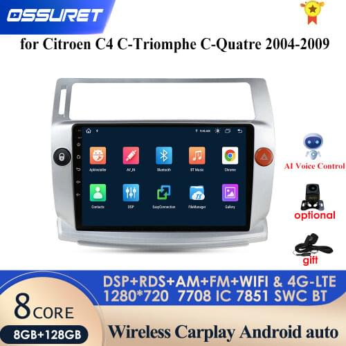 2G+32G Android 10 For Citroen C4 C-Triomphe C-Quatre 2004 - 2009 Car Radio Multimedia Video Player GPS 2 din dvd 4G LTE SWC WIFI