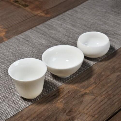 White Porcelain Tea Cup Handmade Ceramic Pigmented Teacup Chinese Kung Fu Water Cup Tea Set High Quality Tea Bowl Drinkware