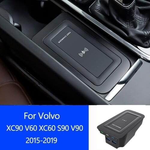 Car Charger For Volvo XC90 V60 XC60 S90 V90 Wireless Charger Accessories 15W 18W Charger XC60 XC90 S60 S90 V90 Wireless Charger