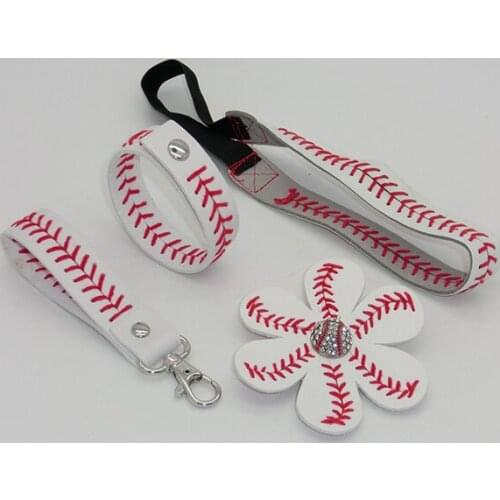 25pcs baseball headband+25pcs baseball bracelet+25pcs baseball keychain+25pcs baseball headdress flower