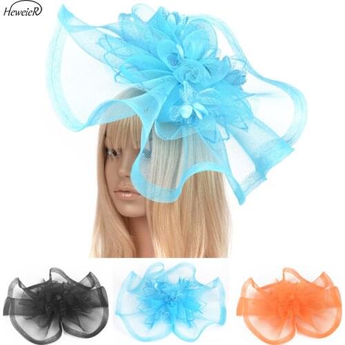 Handmade Large Fascinator Hat Flower Hair Clip Hoop Cocktail Wedding Party Headwear Hairpiece Headdress Lady Women Hairpin Gift