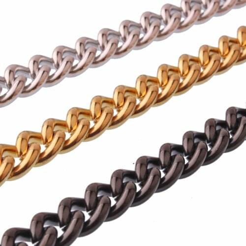 Wholesale 9mm Stainless Steel Gold Black Cuban Link Chain Men Women Necklace Or Bracelet Jewelry 7-40" Christmas Gift
