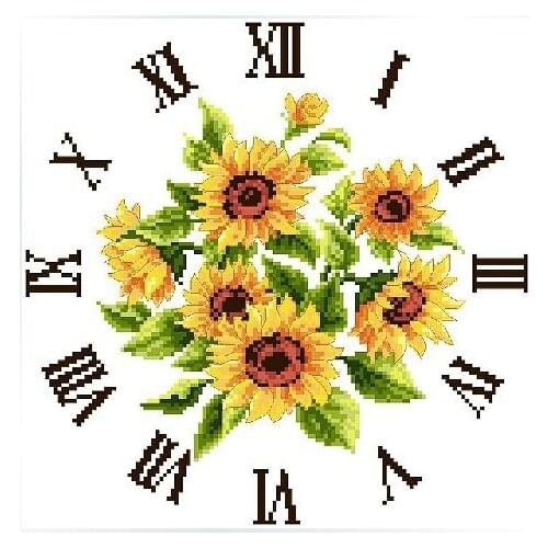 11CT Timepieces Clock Kits embroidery Cross Stitch stitches 45*45cm Sunflower CS-027CLO