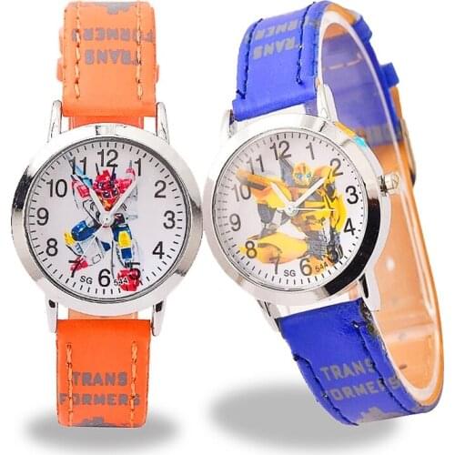 Deformation Robot Watch Kids Cartoon Watches Child Boy Baby Christmas Gift Leather Waterproof Children Quartz Watch Men Clock