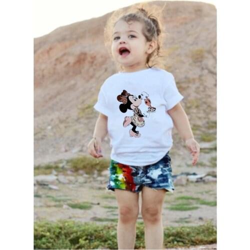 Disney Children Clothing 2021 Summer New Fashion Cartoon Minnie Mickey Arrival Boy Basic Shirt Girls Short Sleeve T-Shirt