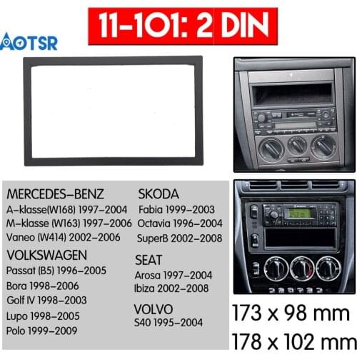 Double Din Radio Fascia for Volkswagen VW Passat B5 Bora Golf IV GPS DVD Stereo CD Panel Dash Mount Installation Trim Kit Frame