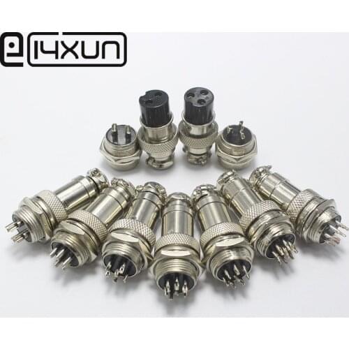 EClyxun 1Set GX16 XLR 16mm 2 3 4 5 6 7 8 9 10 Pin Female Plug Male Chassis Mount Socket Aviation Plug Connector High Quality