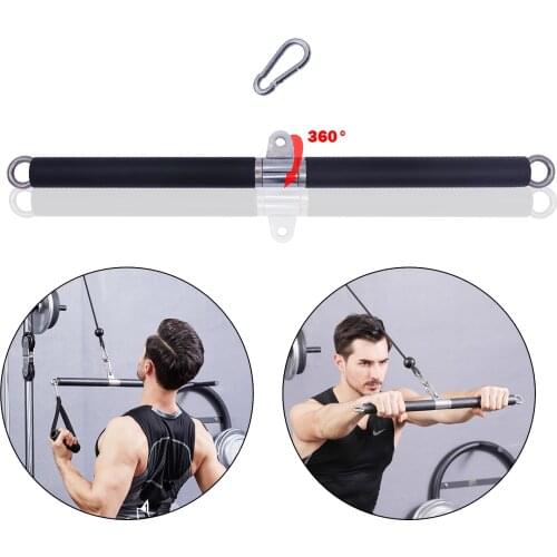 Heavy Duty Gym Rotating Straight Bar Cable Machine LAT Pull Down Bar with Bearing Ring Home Rowing Training Fitness Equipment