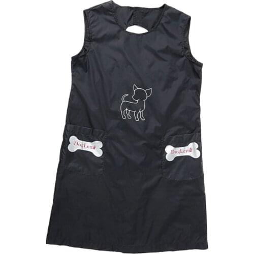 Sleeveless Pet Grooming Apron Professional Pet Salon Workwear Smock with Pocket Waterproof Grooming Apron Smock for Cat Dog