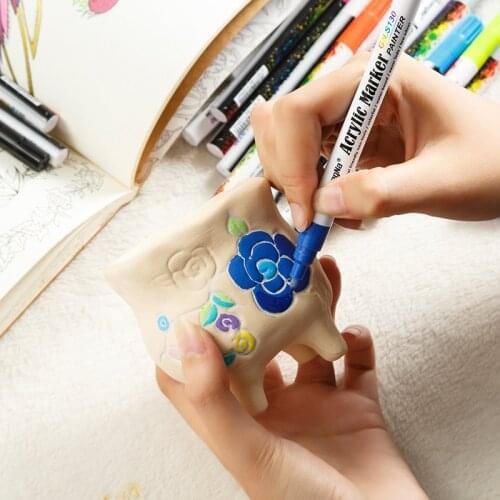 GN 6/12/18 Colors 0.7mm Acrylic Paint Marker pen Art Marker Pen for Ceramic Rock Glass Porcelain Mug Wood Fabric Canvas Painting