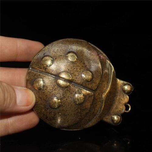 Chinese Bronze Sculpture Seven Star Ladybug Box Animal Statue Fengshui Decoration Auspicious Gifts