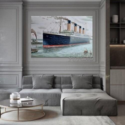 Ship Boat Titanic Painting Movie Fantasy Living Room Home Wall Art Decor Wood Frame Canvas Poster