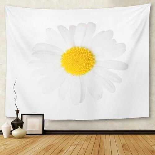 Green Flower Chamomile Ox Eye Daisy Yellow Marguerite Beautiful Tapestry Wall Hanging for Living Room Bedroom Dorm 50x60 inches