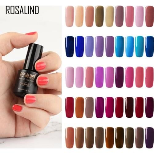ROSALIND Nail Polish Classic Soild Color Gel For Soak Off UV Semi Permanent LED Manicure Hybrid Nail Polish Gel Varnishes