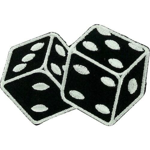 Hot! Patch backpack dice dices iron on sew biker motorcycle rockabilly lucky luck 8.9-6cm (Size is about 8.9 * 6 cm)