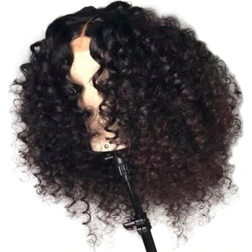 LUFFYHAIR Pre Plucked Brazilian Remy Hair Curly Lace Front Wig Middle Part Short Bob Curly Lace Front Human Hair Wigs for Women