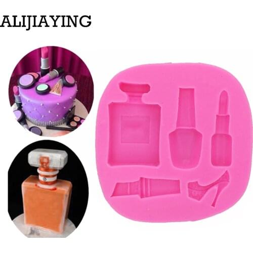 M0600 Silicone Makeup Lipstick perfume bottle Cake Decorating tools Sugar Mould Chocolate Baking Mold
