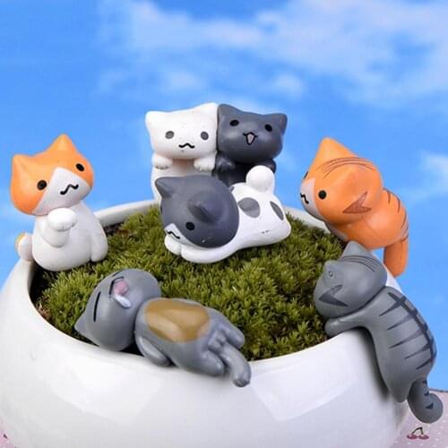 6pcs Lovely Cartoon Cat Micro Landscape Garden Decorations Miniature Craft Decor 2021 new drop shipping