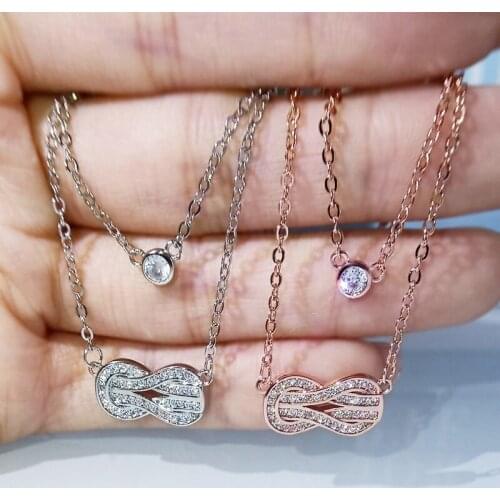 Fashion All-match Double-layer Pendant Clavicle Chain Geometric Twist Shape Fashion Womens 925 Silver Party Sweater Chain