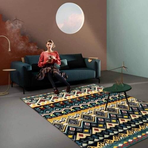 Fashion Bohemian Geometric Ethnic Style Multicolor Living Room Bedroom Bedside Carpet Floor Mats Custom