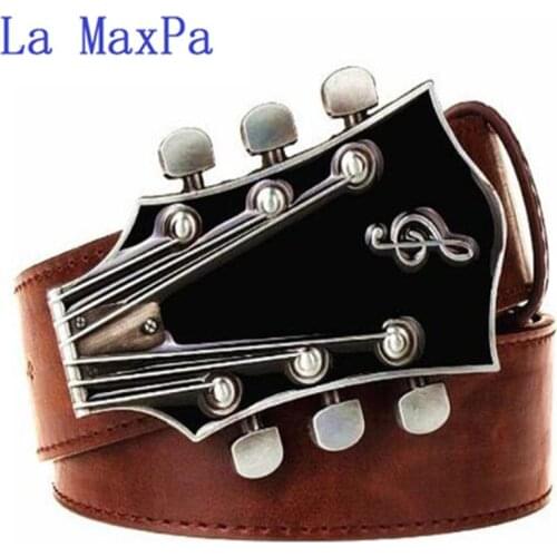 Fashion Men belt metal buckle belts Retro guitar Street Dance accessories Performance apparel hip hop waistband novel belt