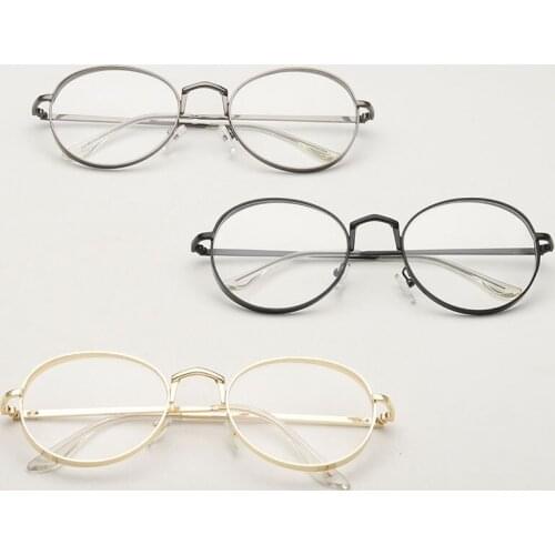 Occluding Circular Flat Light Mirror Metal Full Glass Frame Myopia Optical Literature And Art Men Qomen