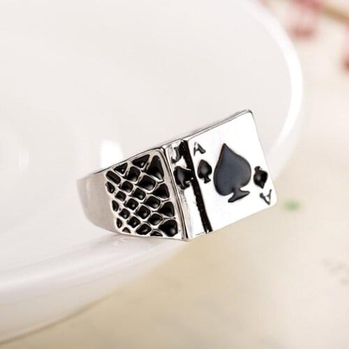 Cool Fashion Individuality Signet Ring for Men Jewelry Ace of Spades High Polished Gothic Biker Tribe for Mens Rings Jewelry