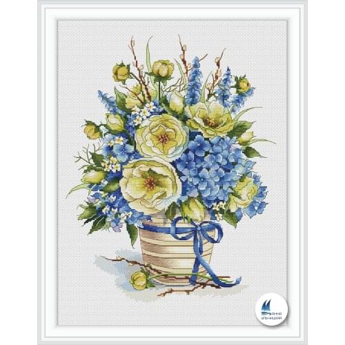 Cross stitch Handmade 14CT Counted Canvas DIY,Cross-stitch kits,Embroidery a bucket of bouquet 36-42