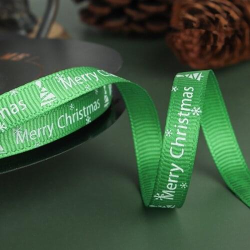 9mm 50yards Ice Flower Print Christmas Ribbon for Bow Pin Hair Accessory Rose Gift Box Wrapping Chrismas Crafts Packing DIY