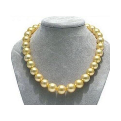 11-12 mm Natural round south sea golden pearl necklace 18"