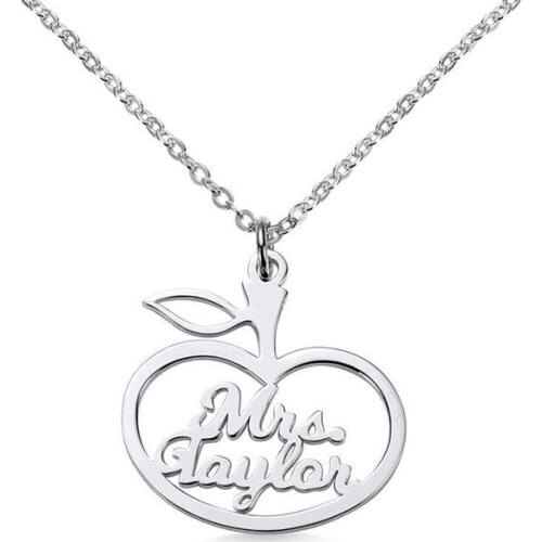 Custom Name Necklace For Women Valentine Jewelry Stainle Steel Personalized Unique Apple Necklacec Pendant Lovers Gift