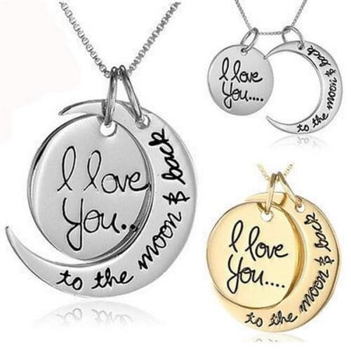 I Love You To the Moon and Back Silver Necklace Love Forever Moon Choker Pendant Necklace for women Men couple lovers gifts