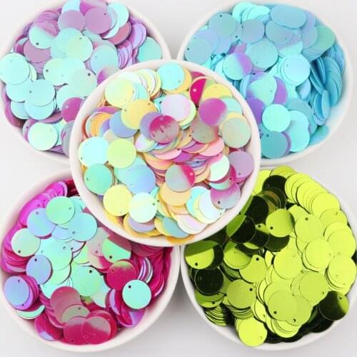 Pailettes Sequin 15mm Flat Large Round Pvc Loose Sequins Artesanatos Women Garment Sewing Accessories With 1 Side Hole 10g