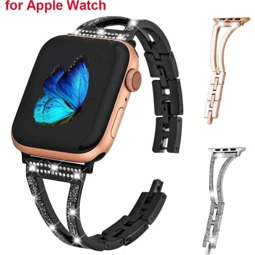 Stainless Steel Strap for Apple Watch Bands 38mm 40mm 42mm 44mm iWatch SE Series 6/5/4/3/2/1 Dressy Bangle Bracelet for Women