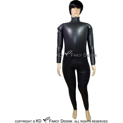 Black Sexy Inflatable Latex Catsuit With Shoulder Zipper And Crotch zipper Rubber Bodysuit Overall Zentai Body Suit LTY-0112